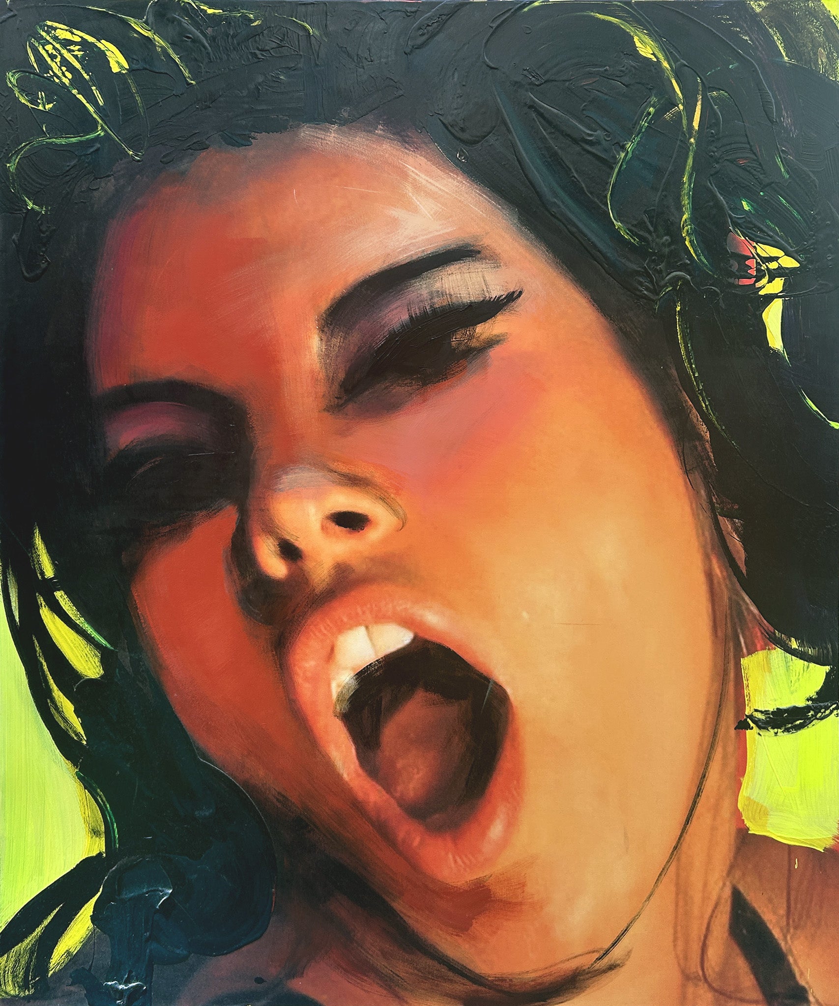 Diptyque : Sans titre, Femme sur fond jaune