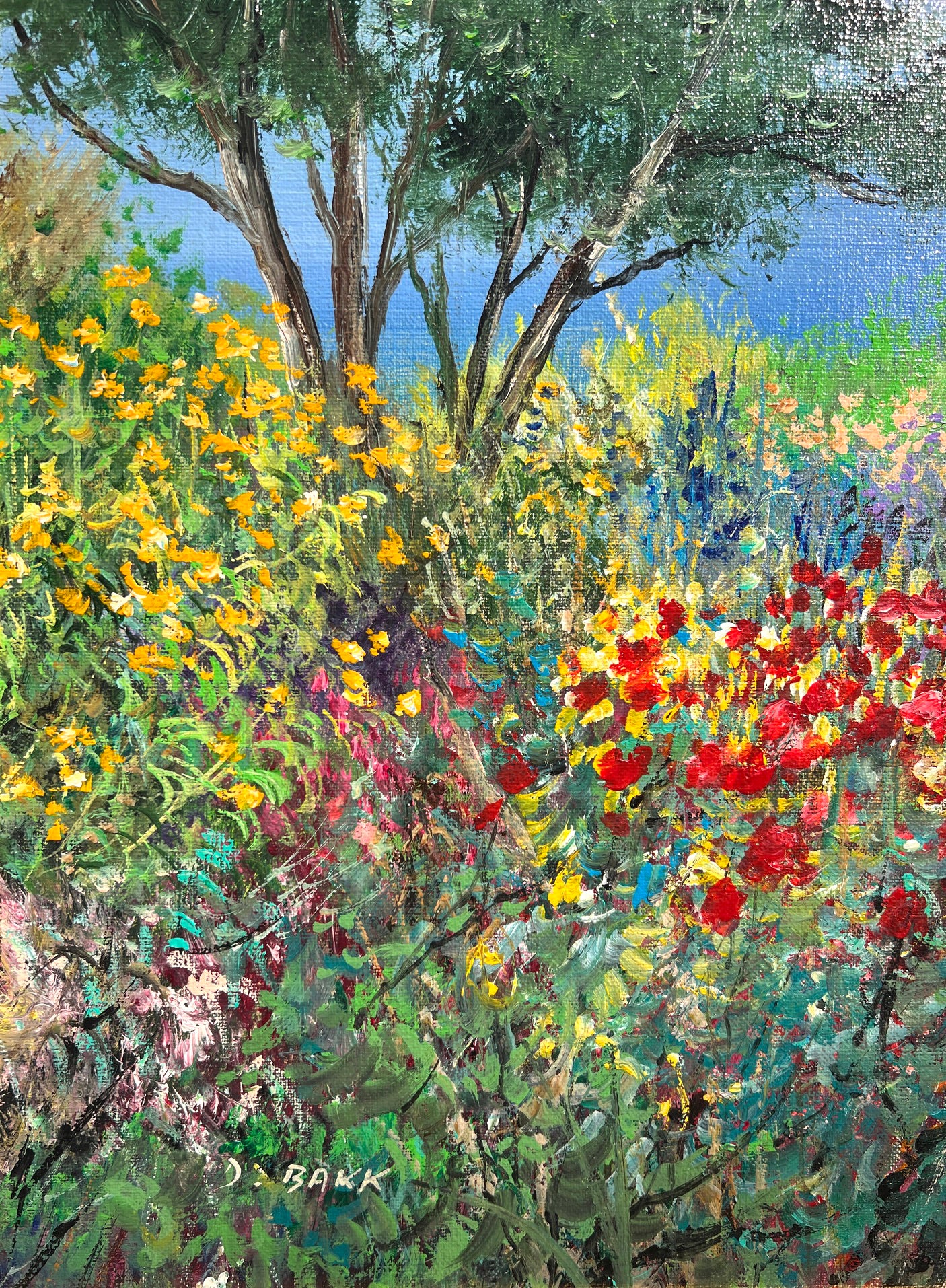 Terrasse fleurie sous les calanques