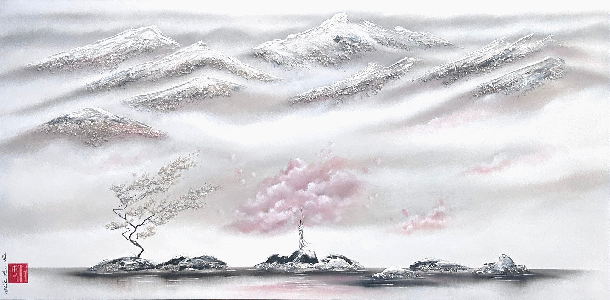 Un nuage rose pour se rappeler que le bonheur flotte au-dessus de nous - Galerie d'Art Beauchamp