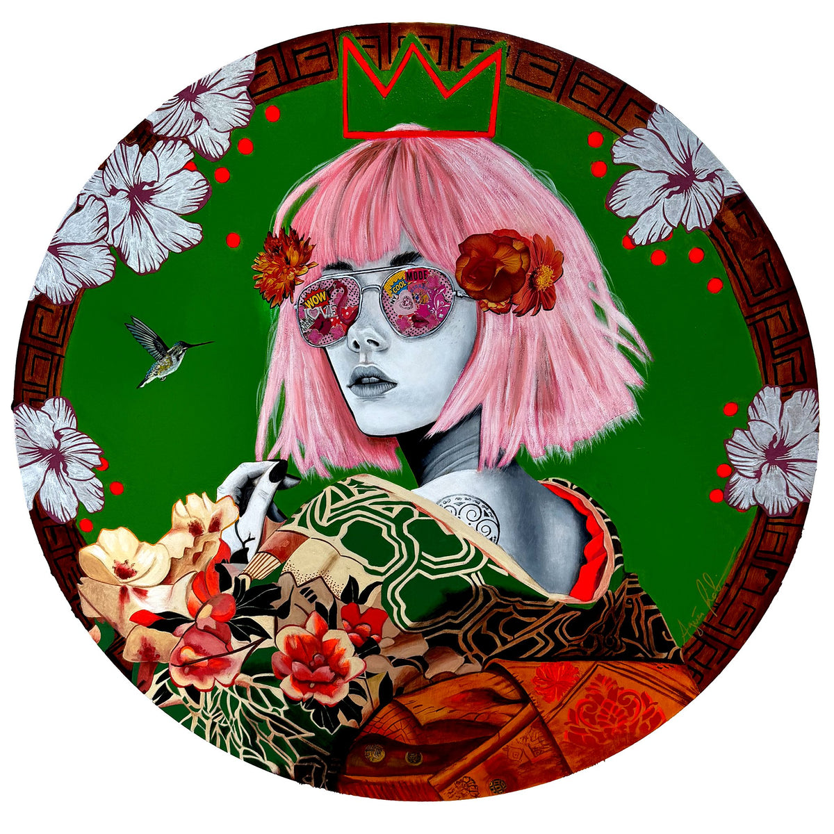Sakaru, Robin, Agnès, Mixed media on wood