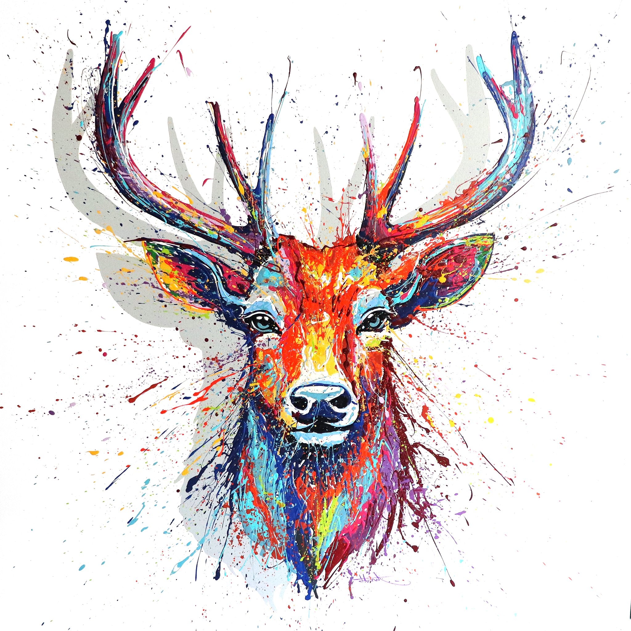 Cerf fond blanc