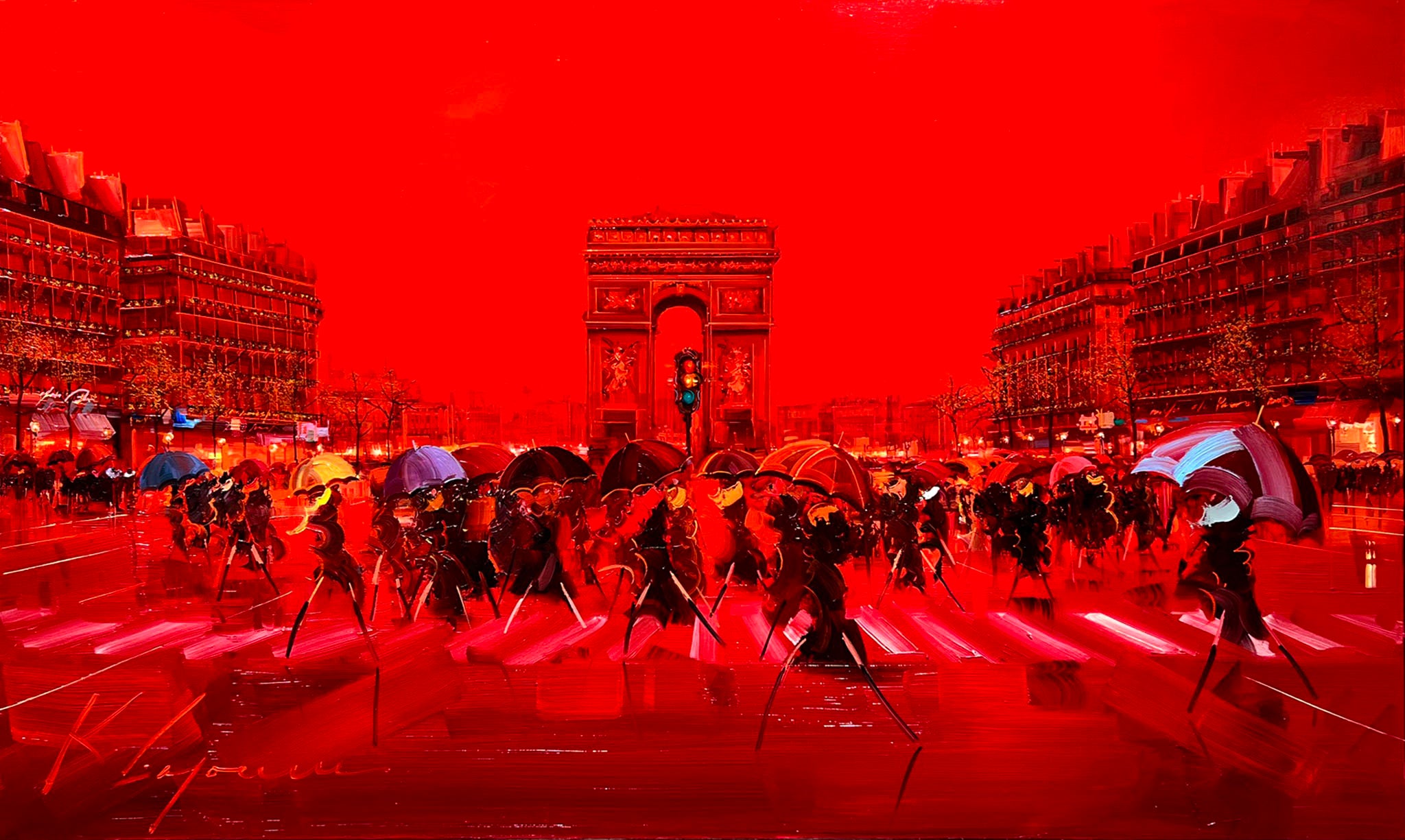Champs-Élysées on red