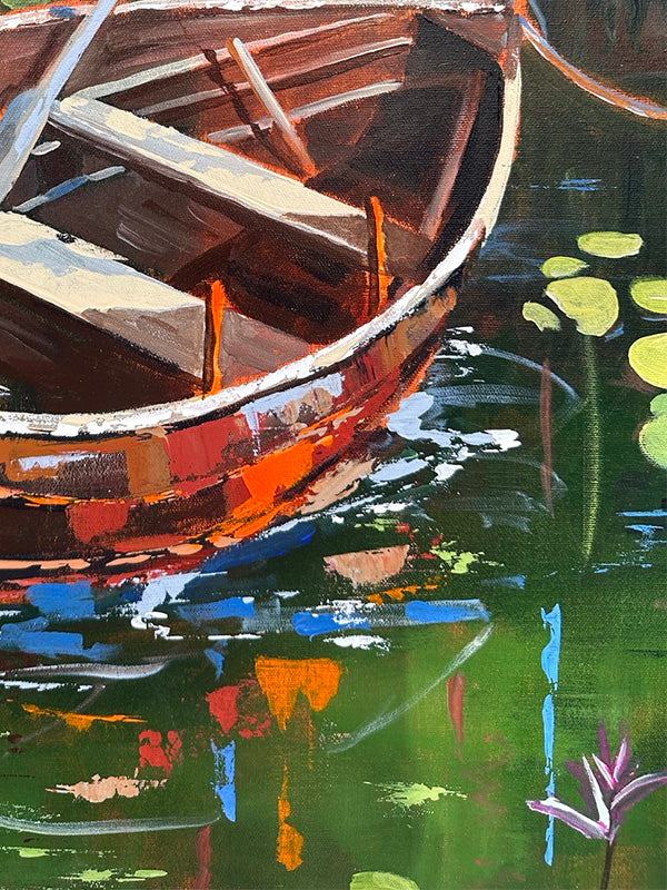 Chaloupe et nénuphares