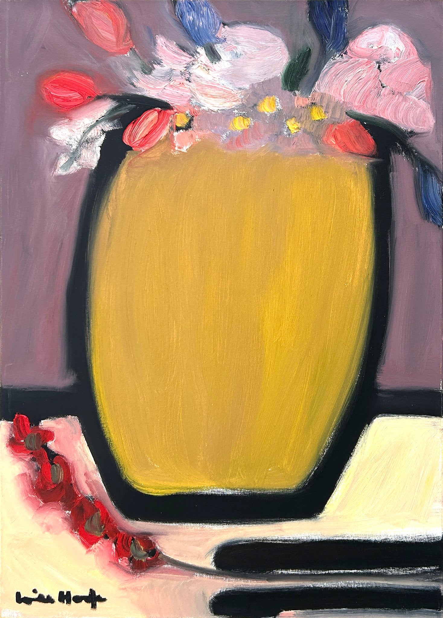 Sans titre (nature morte vase moutarde)