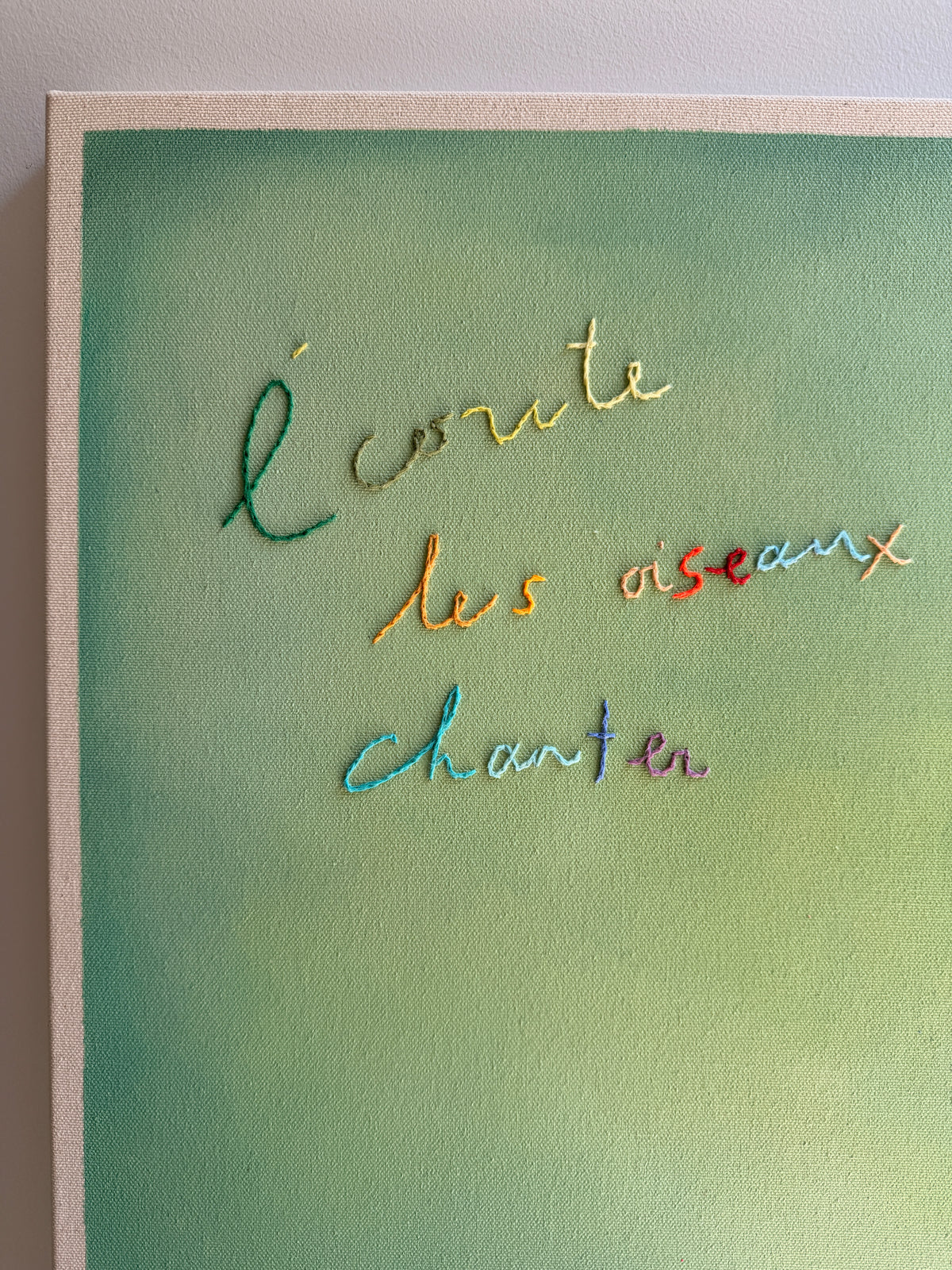 Écoute les oiseaux chanter IV, Cantin, Rose, Acrylique sur coton brut