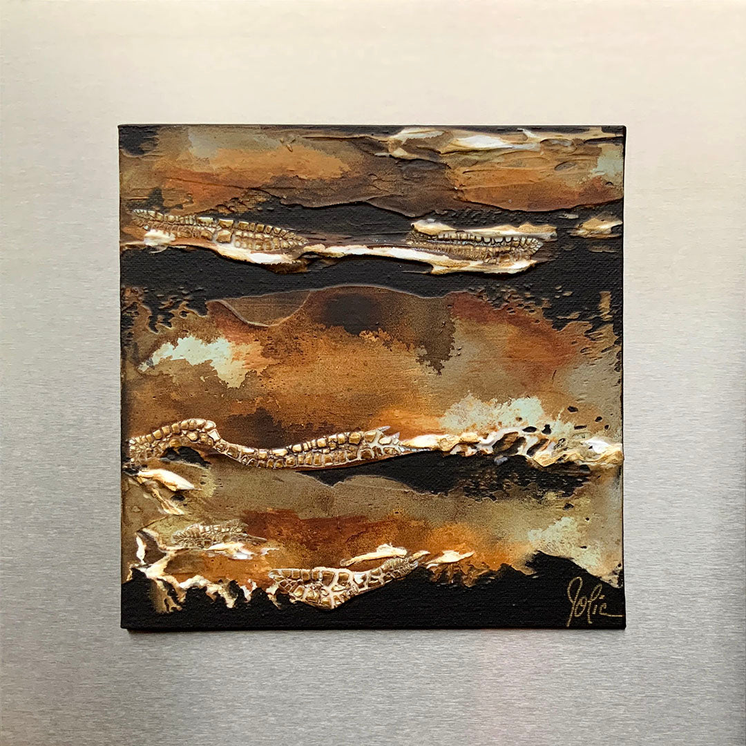 Echoes of land 3, Jolic, Cardboard artwork on a stainless base