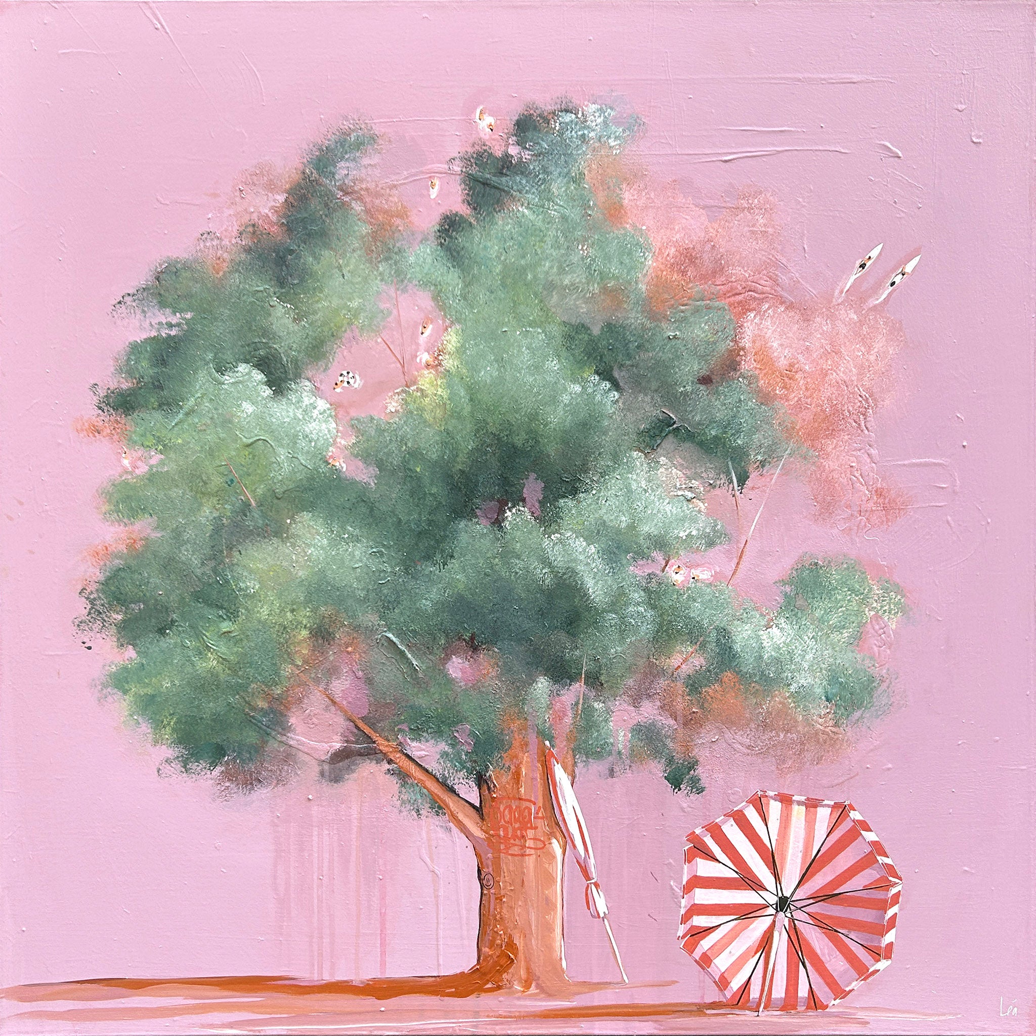 Couché d’soleil, reflet métal, graffiti rose, rouille-orangé