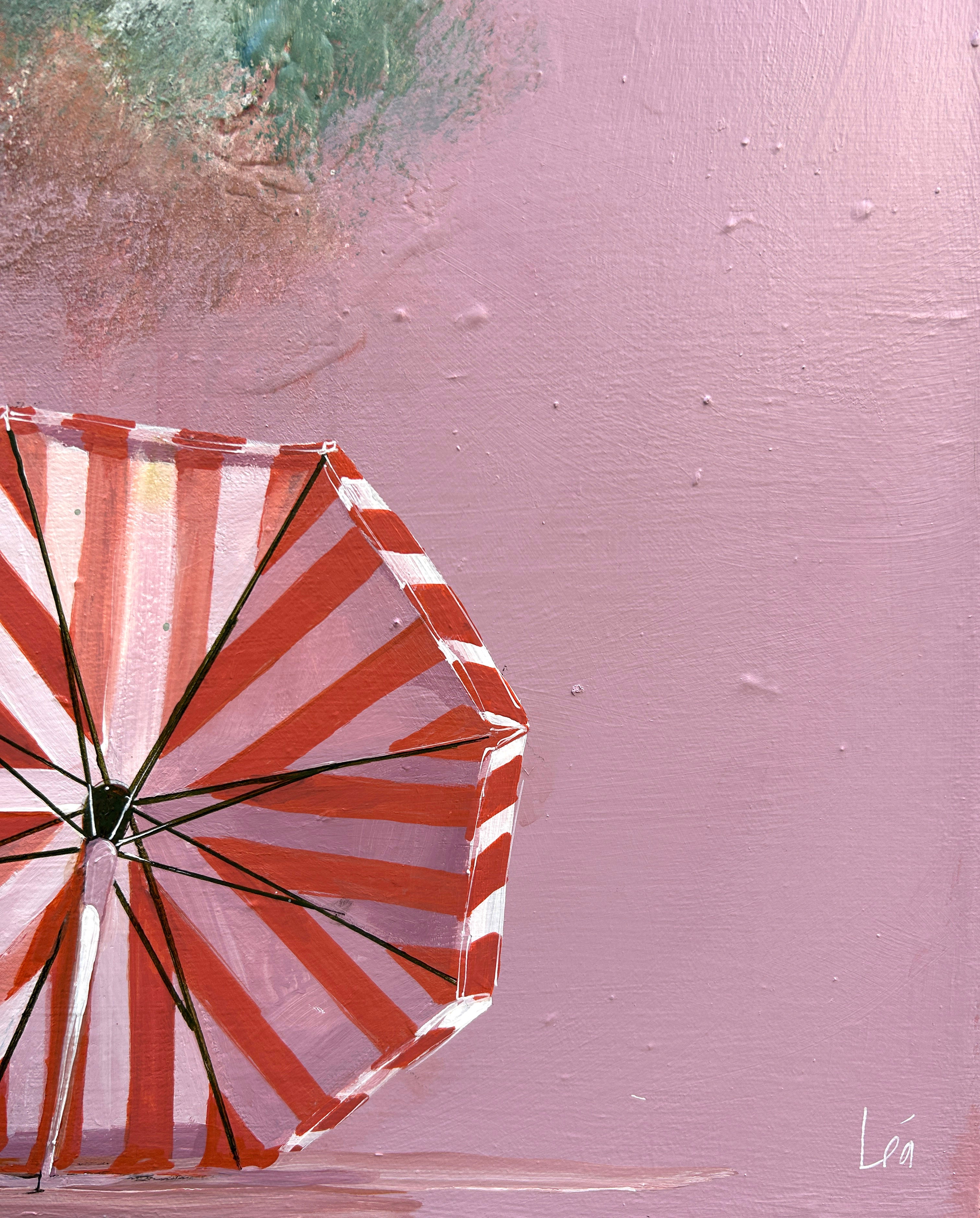 Couché d’soleil, reflet métal, graffiti rose, rouille-orangé