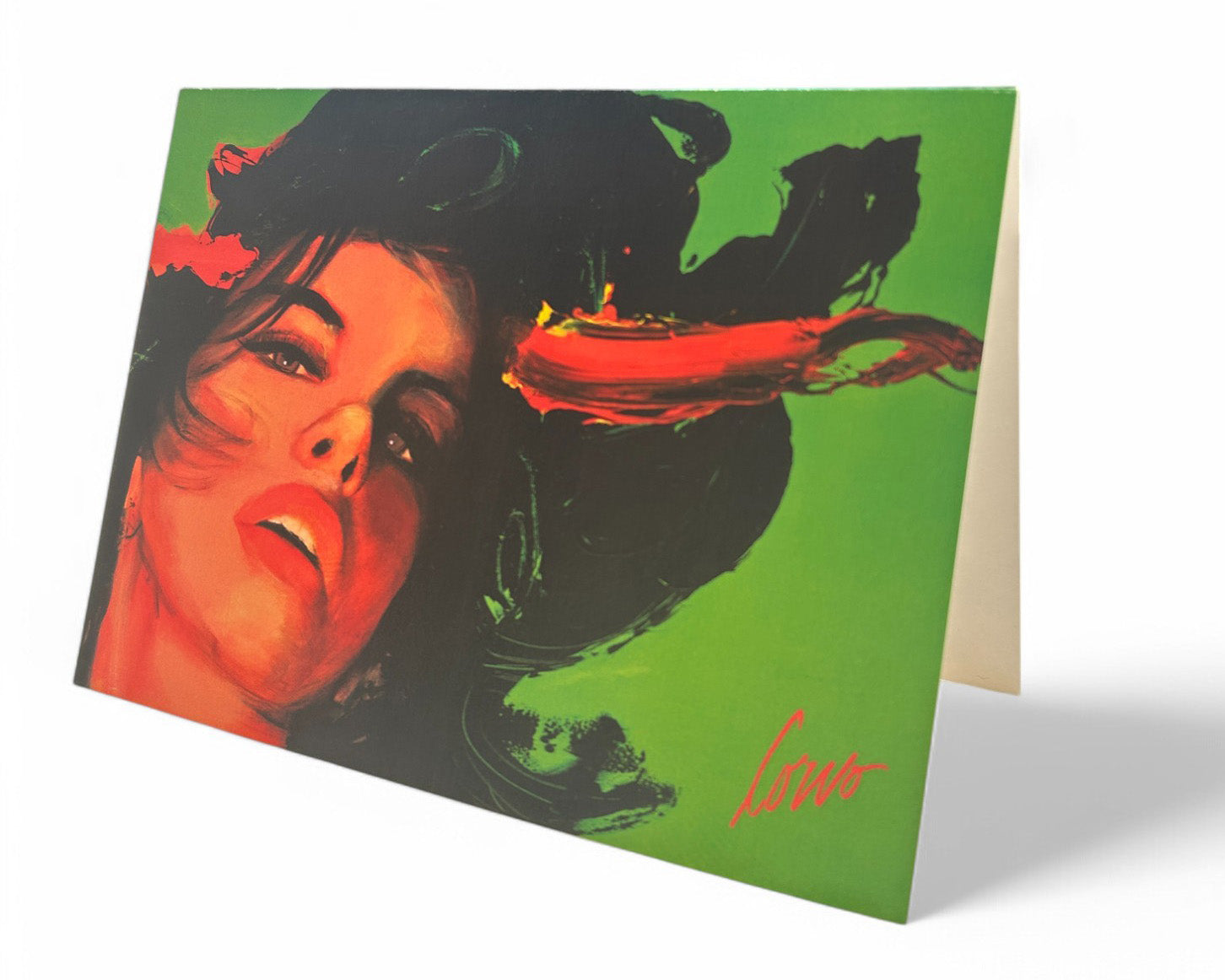 Carte de souhait - Face on Lime Green with Red