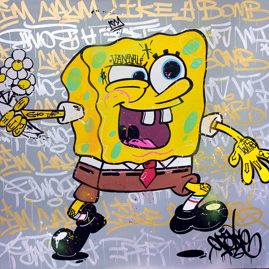 Banksy Tribute, The Sponge Bob Case - Galerie d'Art Beauchamp