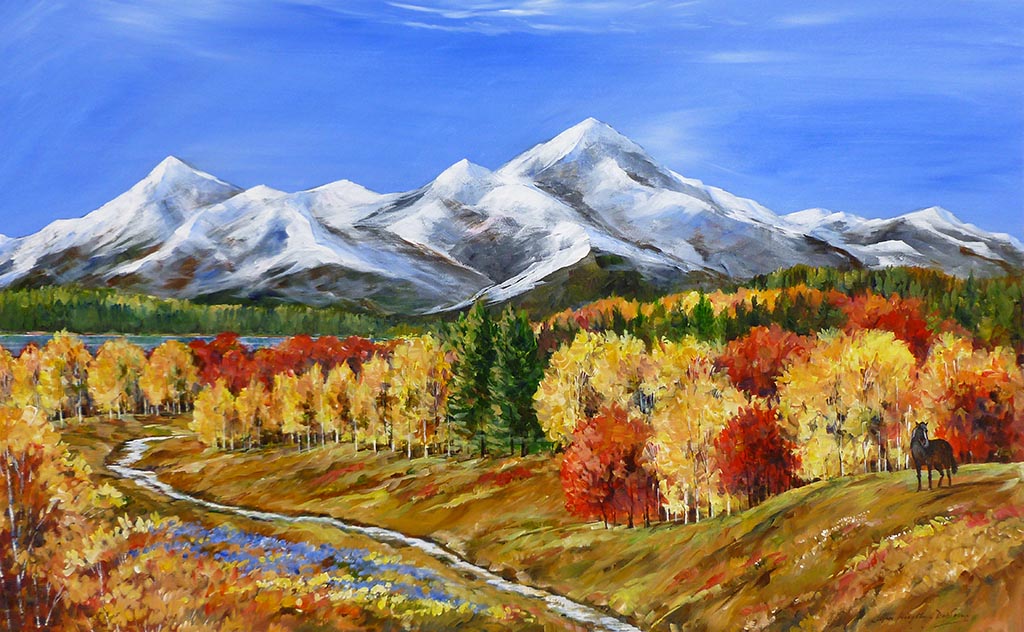 Blue Sky And Golden Leaves - Galerie d'Art Beauchamp