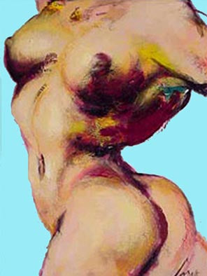 (Giclée) Torse de femme sur fond bleu - Galerie d'Art Beauchamp