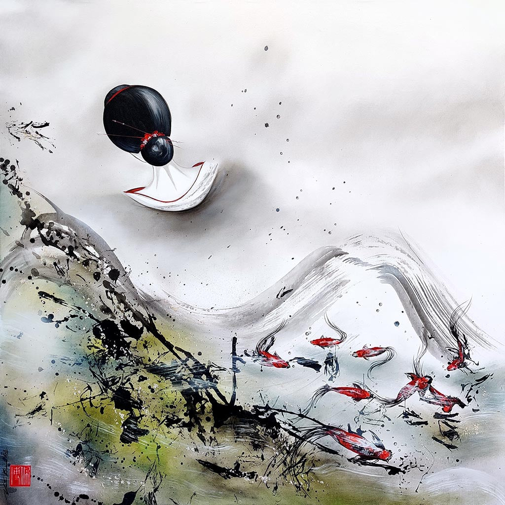 Heureuse comme un petit poisson dans l'eau - Galerie d'Art Beauchamp