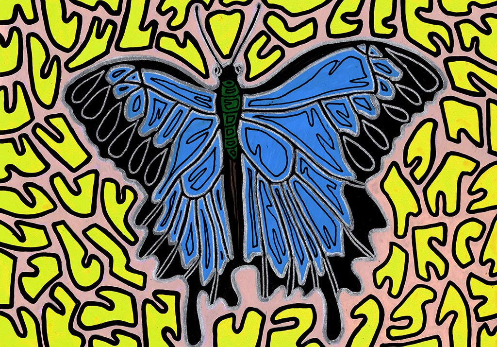 Le papillon bleu - Galerie d'Art Beauchamp