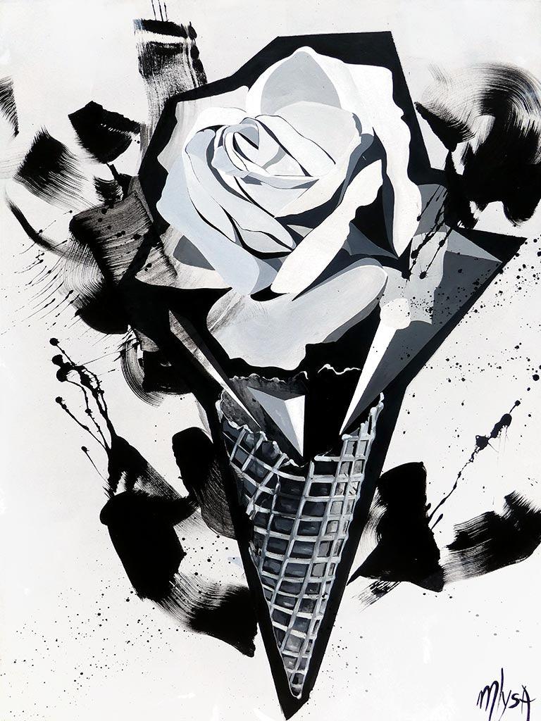 Noir et blanc la rose de MLysa Galerie d Art Beauchamp