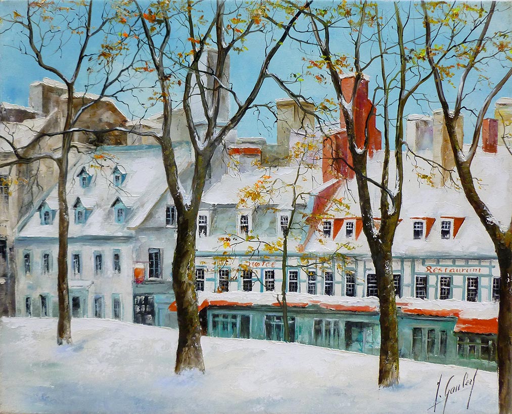 Rue Ste-Anne en Janvier, Québec - Galerie d'Art Beauchamp