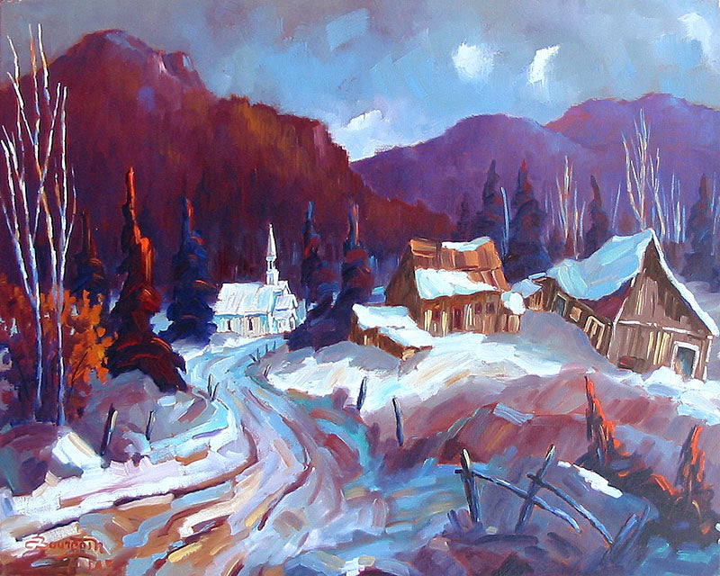 Sous le poids de la neige, St-Placide - Galerie d'Art Beauchamp