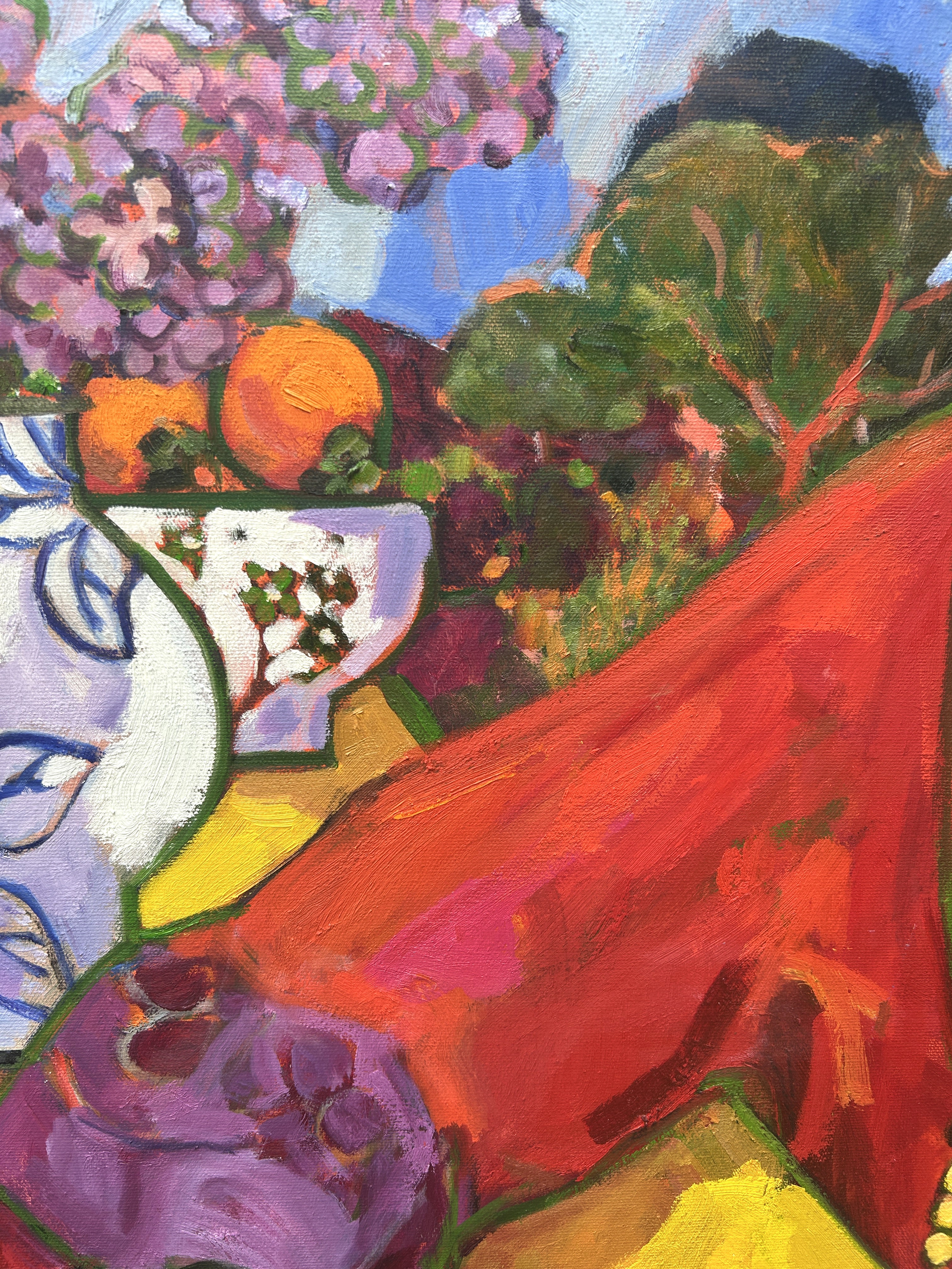 Kimono rouge : collier jaune