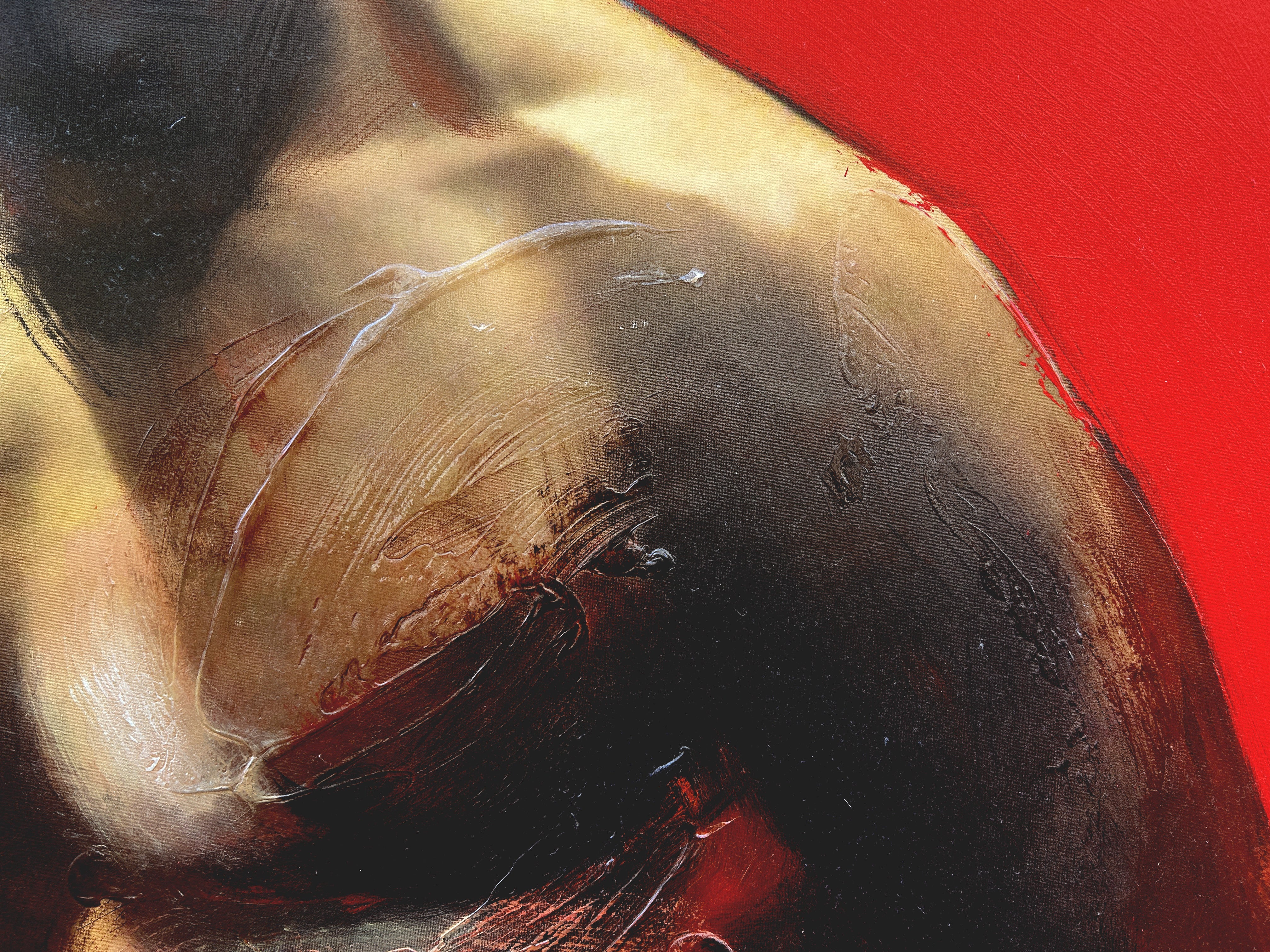 Sans titre, Male Torso profil sur fond rouge