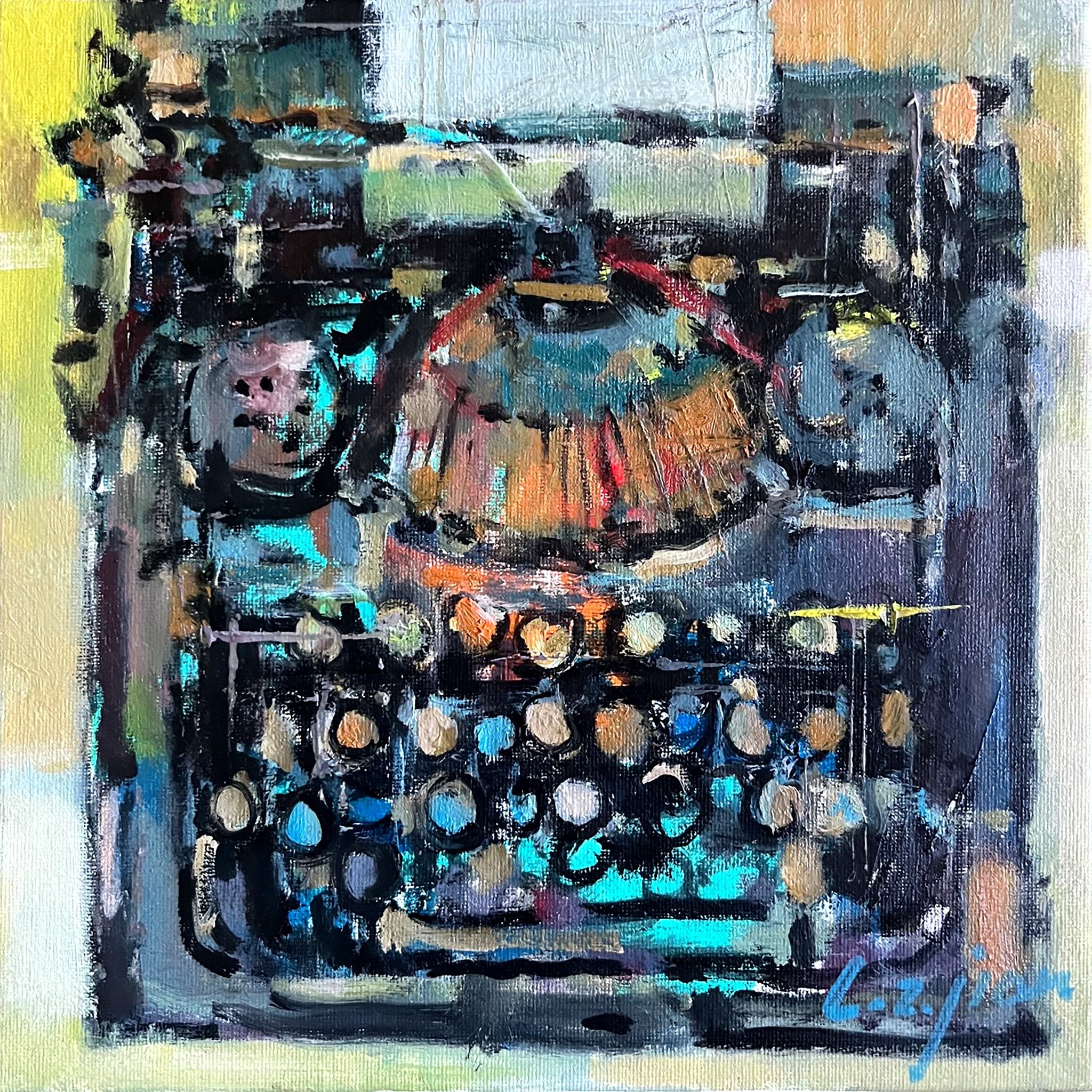 Typewriters in green (#010062), Li, Jay, Oil