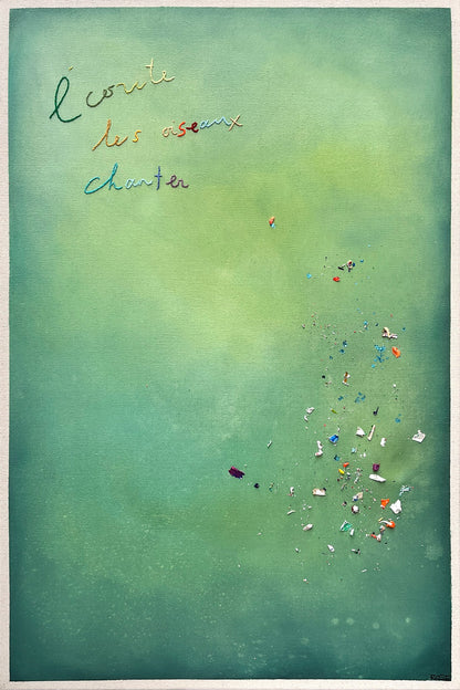 Écoute les oiseaux chanter IV, Cantin, Rose, Acrylique sur coton brut