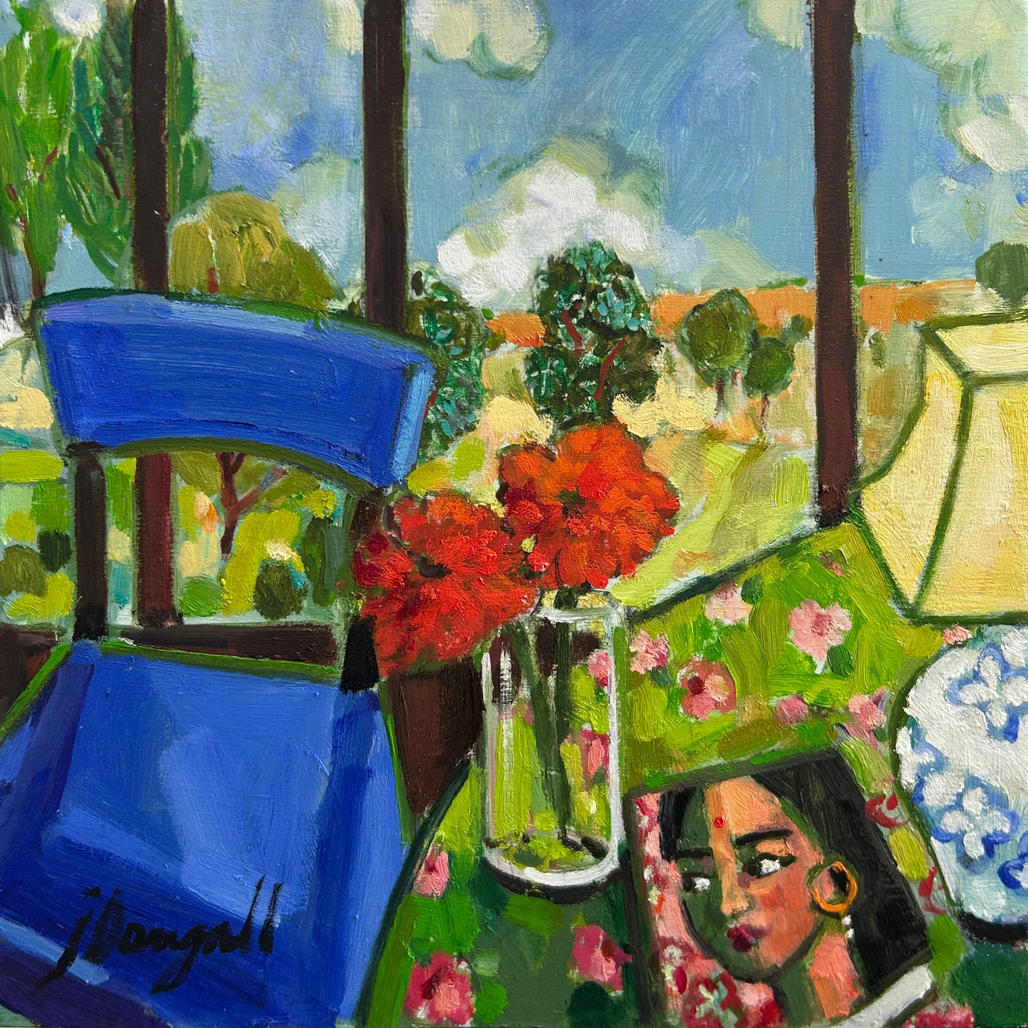 Series interiors : #4 blue chair with book of portraits