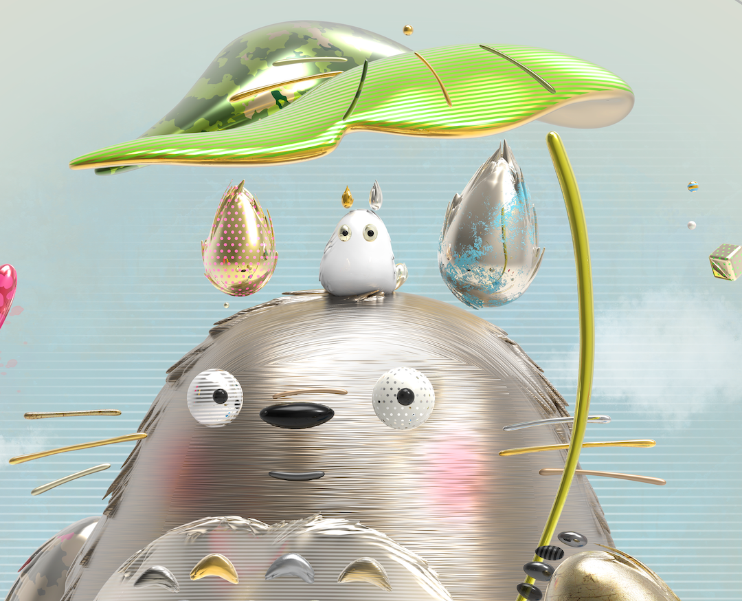 Totoro my Love (Série/Series), Boutet, Oeuvre digitale sur toile, encres pigmentées de qualité archive, signée