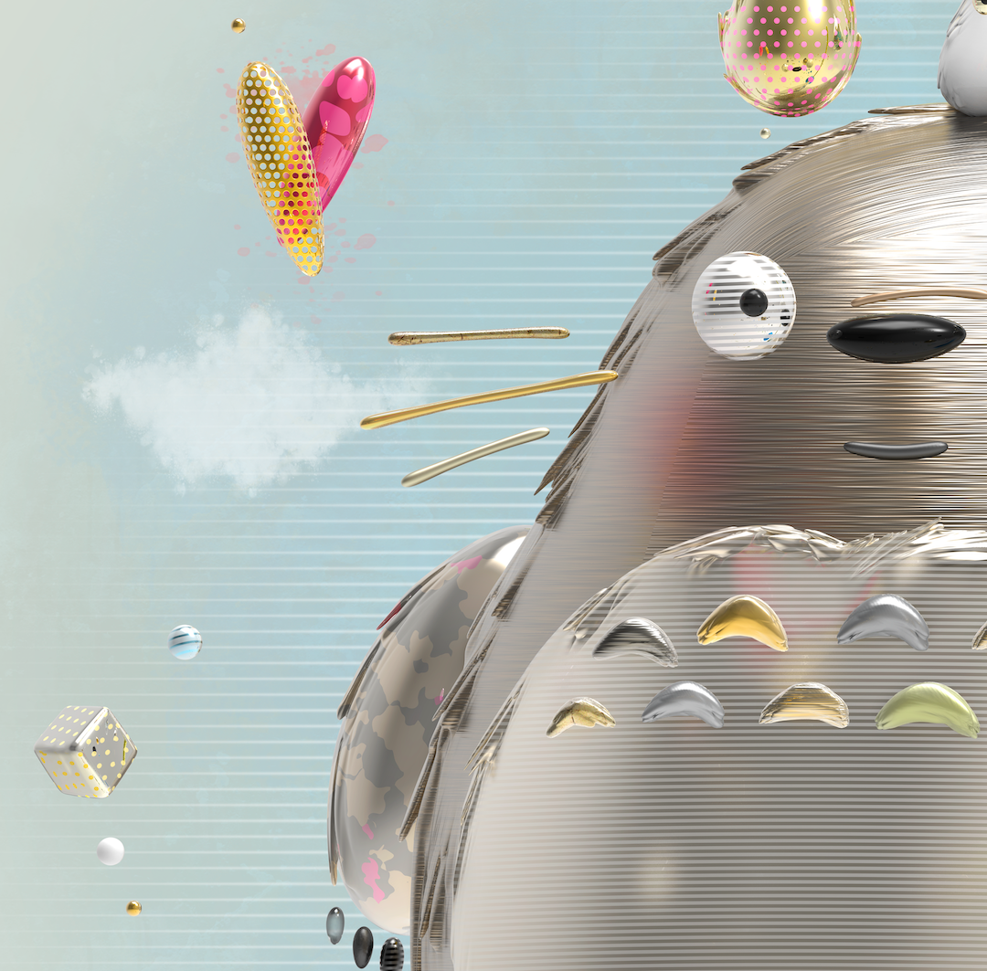 Totoro my Love (Série/Series), Boutet, Oeuvre digitale sur toile, encres pigmentées de qualité archive, signée