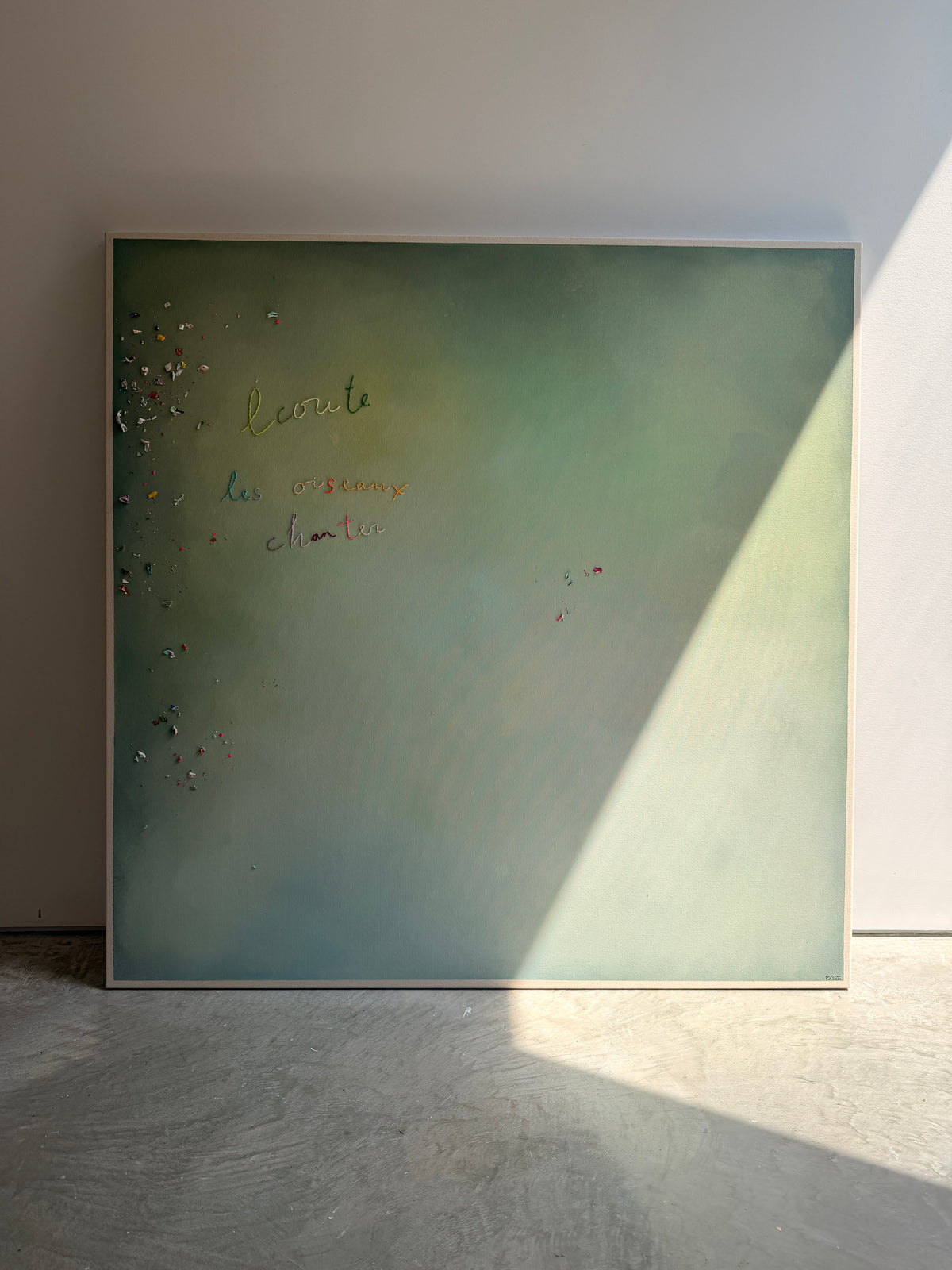 Écoute les oiseaux chanter II, Cantin, Rose, Acrylique sur coton brut