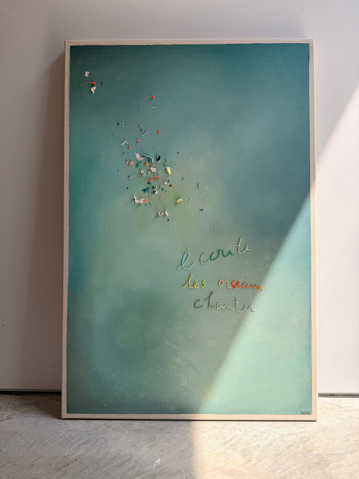 Écoute les oiseaux chanter III, Cantin, Rose, Acrylique sur coton brut