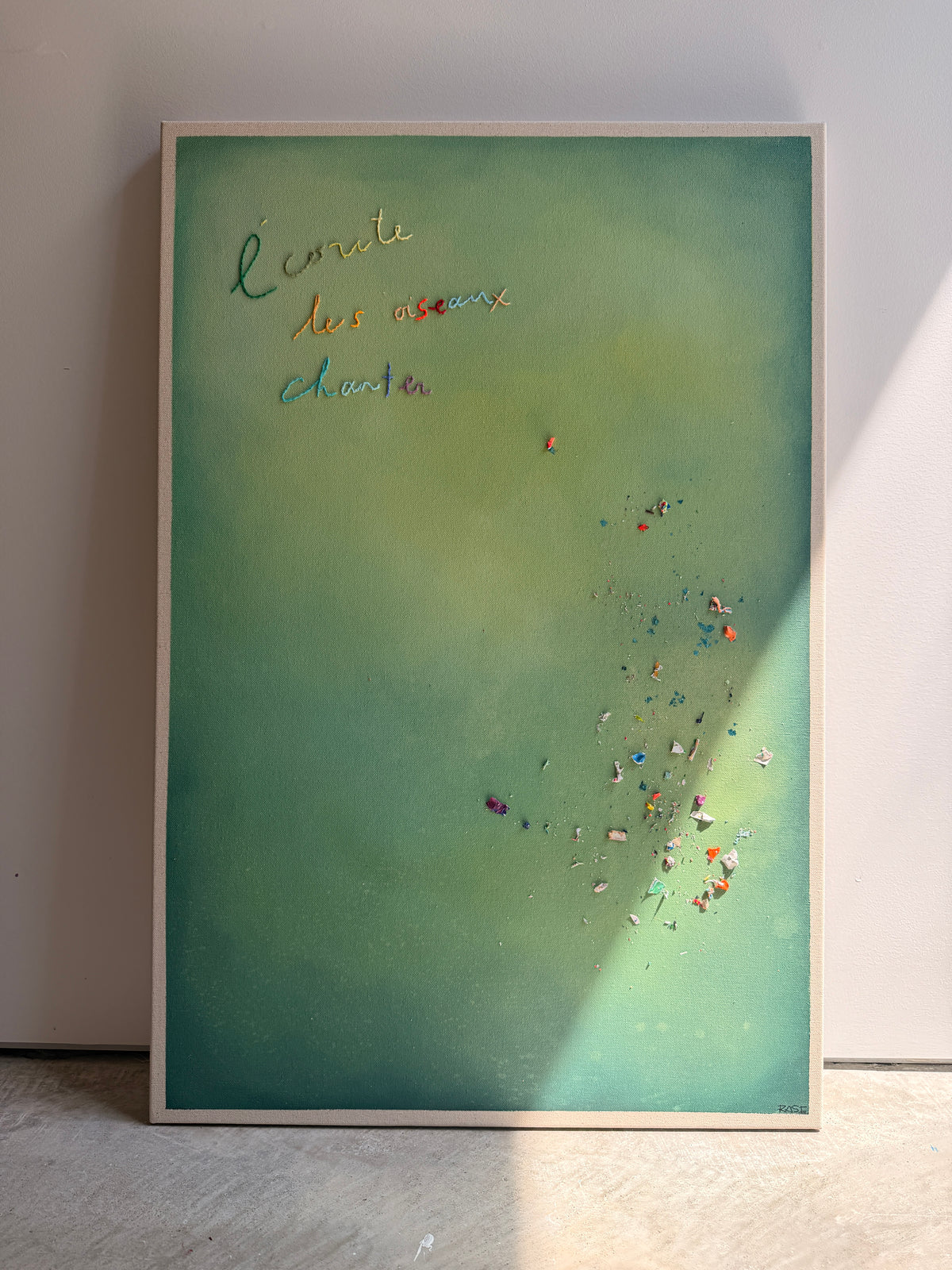Écoute les oiseaux chanter IV, Cantin, Rose, Acrylique sur coton brut