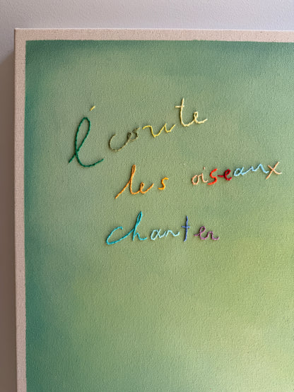 Écoute les oiseaux chanter IV, Cantin, Rose, Acrylique sur coton brut