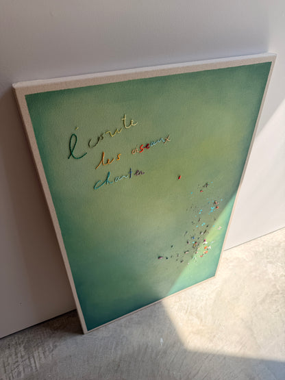 Écoute les oiseaux chanter IV, Cantin, Rose, Acrylique sur coton brut
