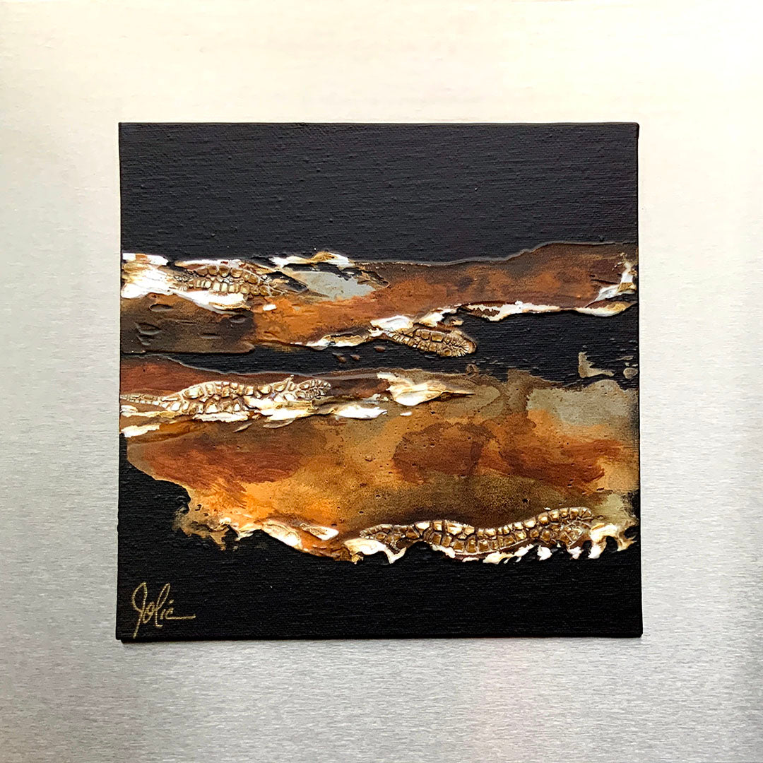 Echoes of land 6, Jolic, Oeuvre cartonnée sur base en acier inoxydable