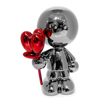 Mini Umän Cromo avec fleur - Silver Chrome (Série ouverte / Open series), Boutet, Résine