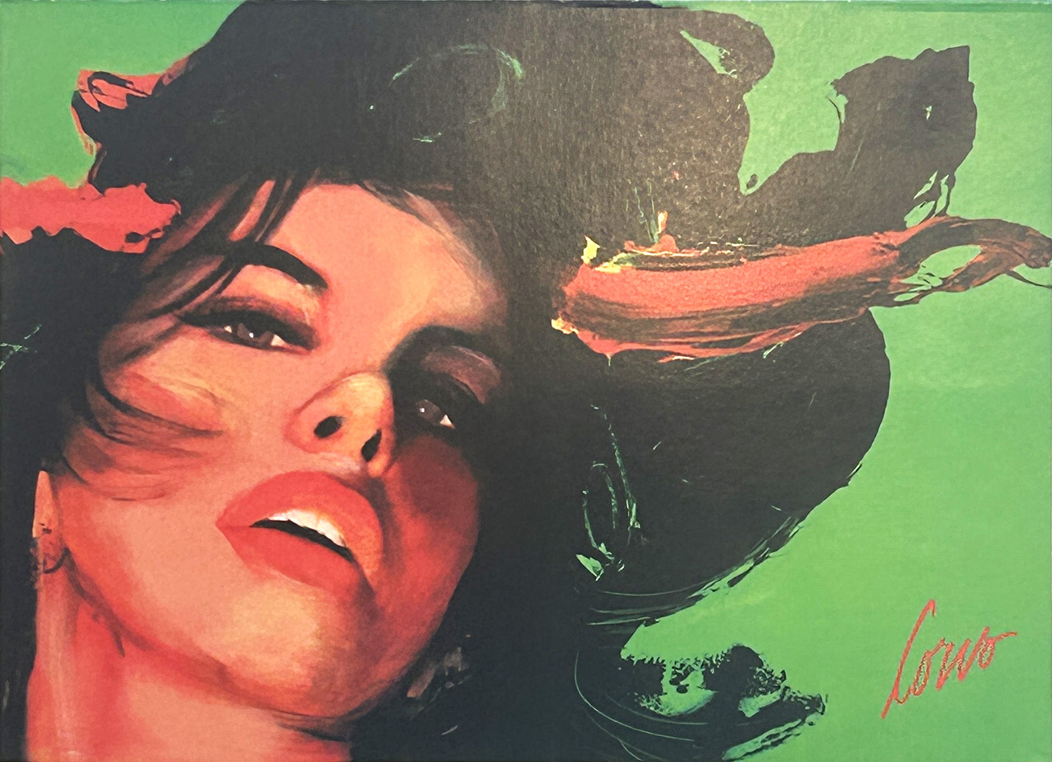 Carte de souhait - Face on Lime Green with Red