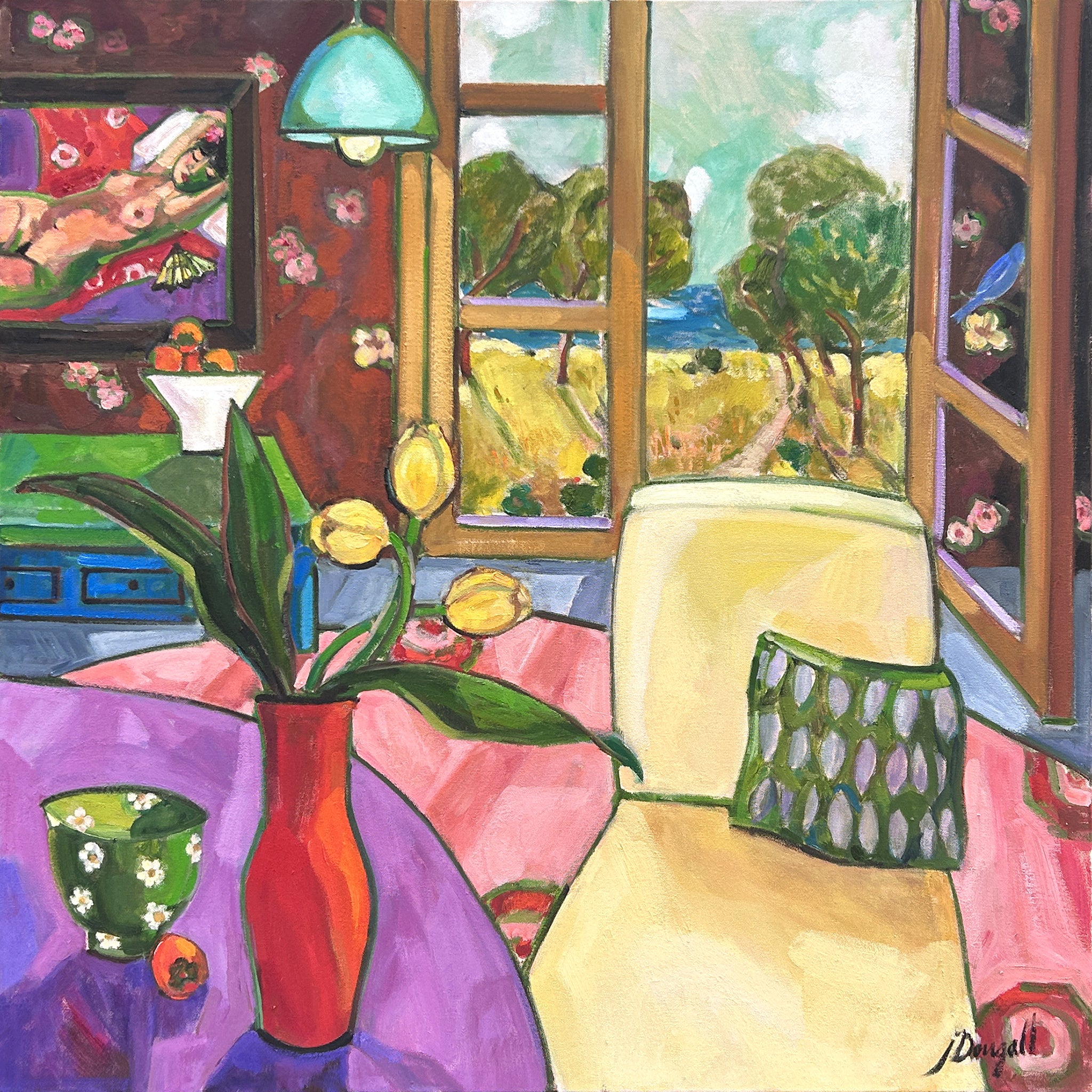 Interior #9 w/nude painting : Red Japanese Cloth