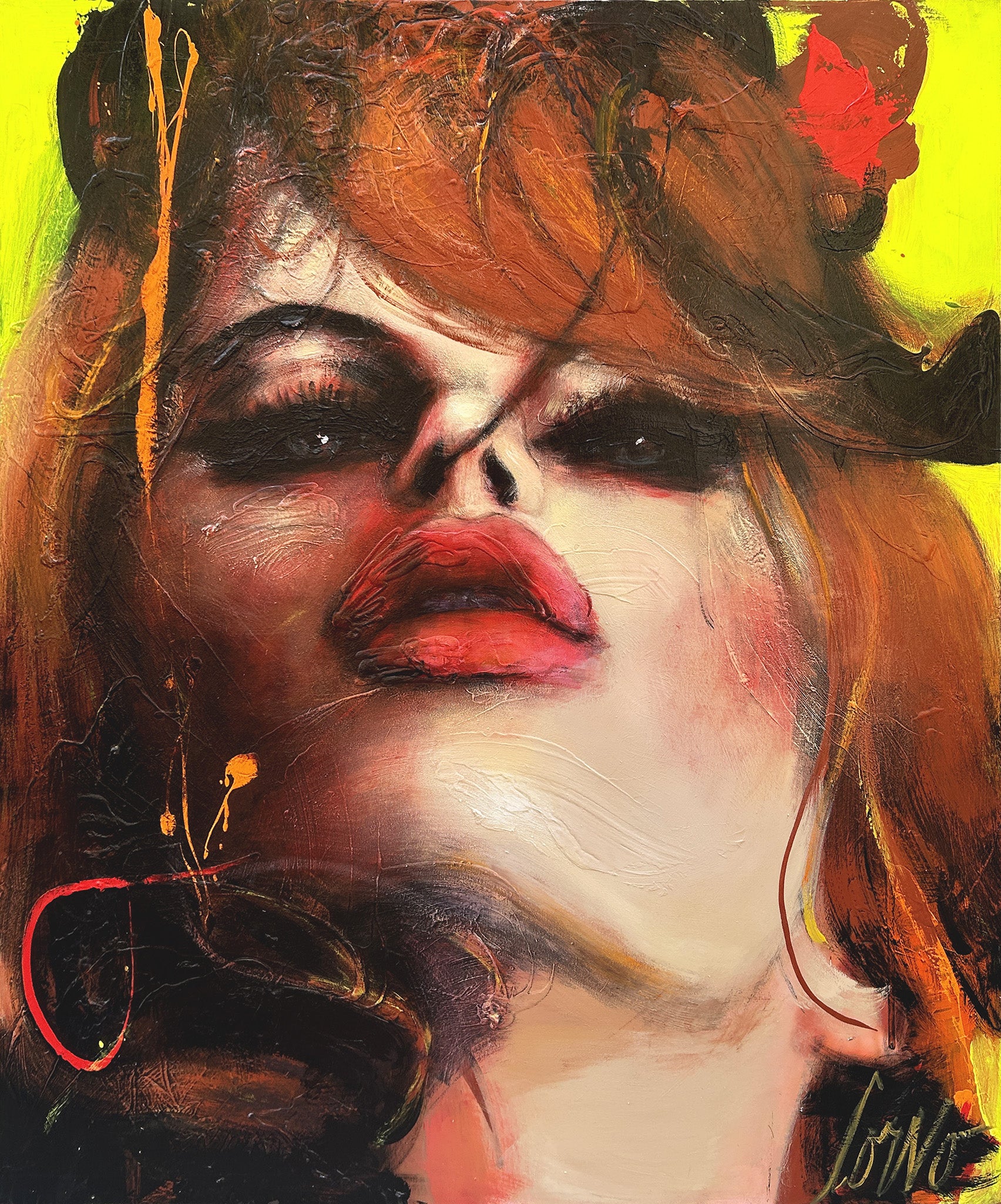 Sans titre, Visage sur fond vert