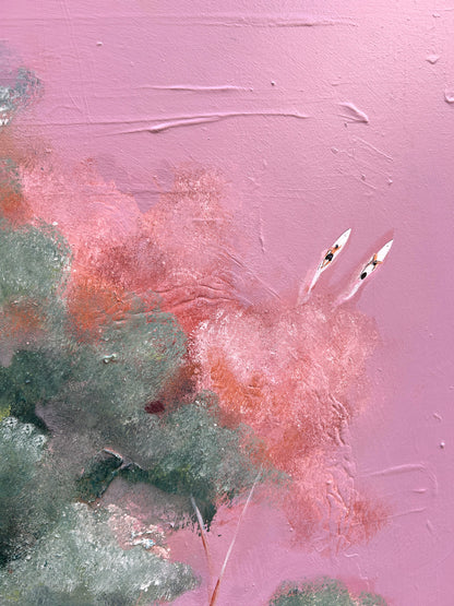 Couché d’soleil, reflet métal, graffiti rose, rouille-orangé