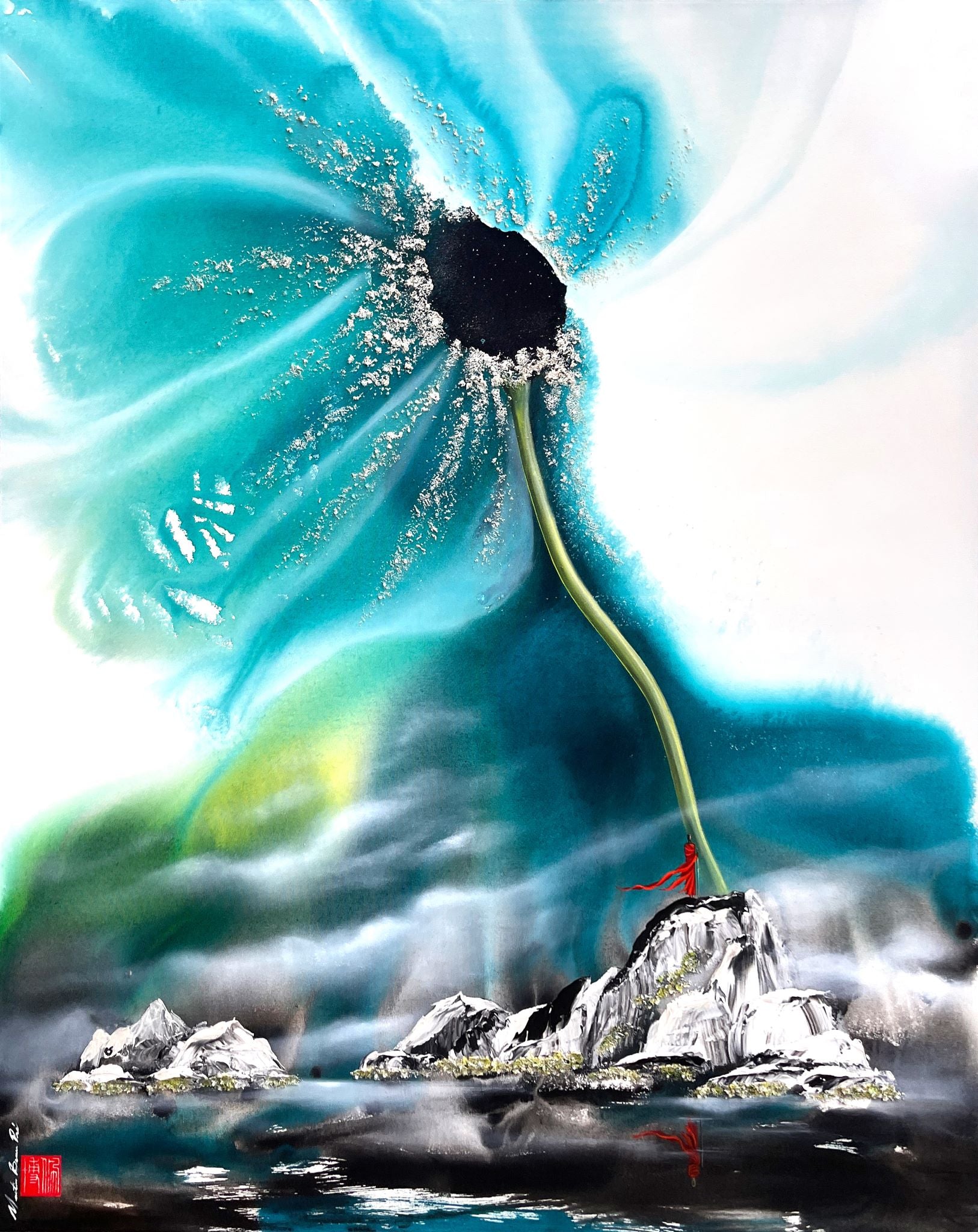 Sous la danse des aurores, une fleur s'éveille