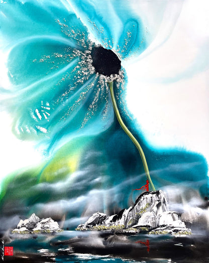 Sous la danse des aurores, une fleur s'éveille