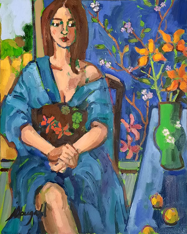 Blue on blue with black obi