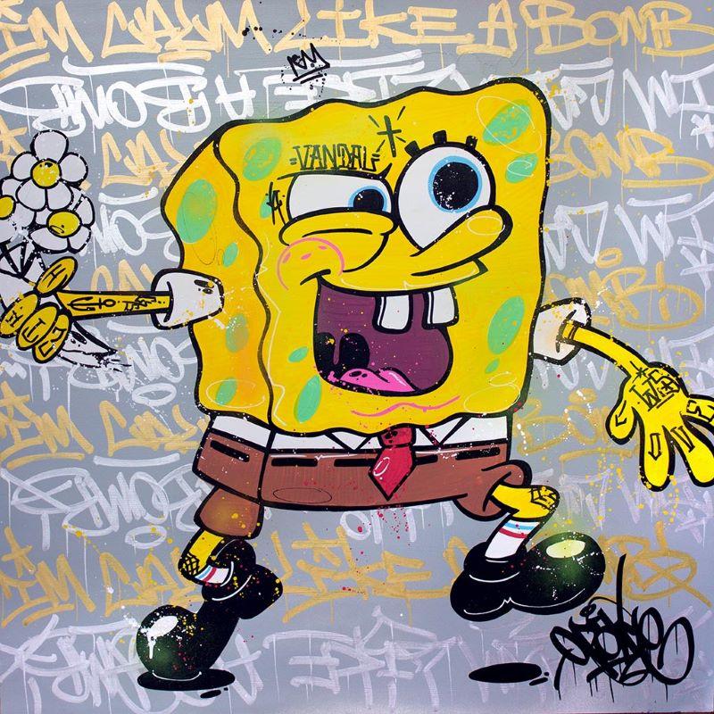 Banksy Tribute, The Sponge Bob Case - Galerie d'Art Beauchamp