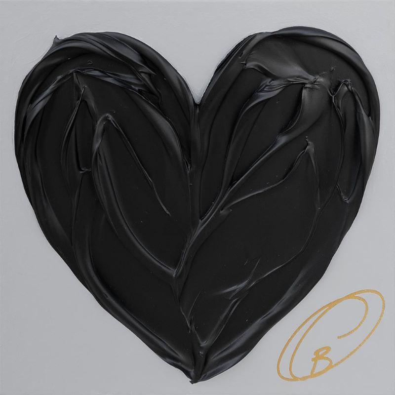 Coeur noir sur fond gris no.1 - Galerie d'Art Beauchamp