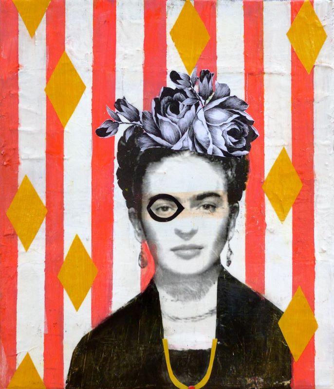 Frida à rayures I - Galerie d'Art Beauchamp