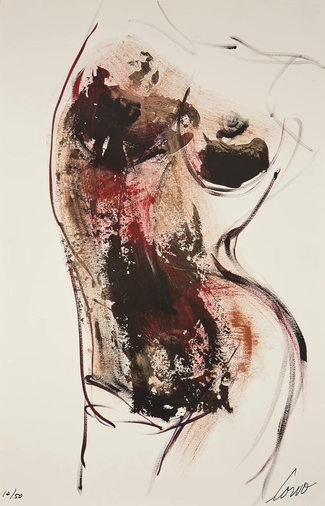 (Giclée) Torse de femme lavis rouge - Galerie d'Art Beauchamp