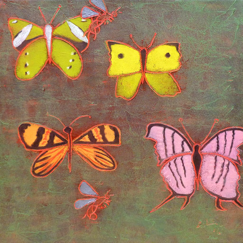 Green Wallpaper And Flies - Galerie d'Art Beauchamp