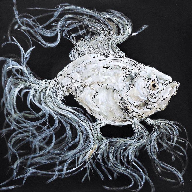 Koi Fish: Silver Fish - Galerie d'Art Beauchamp