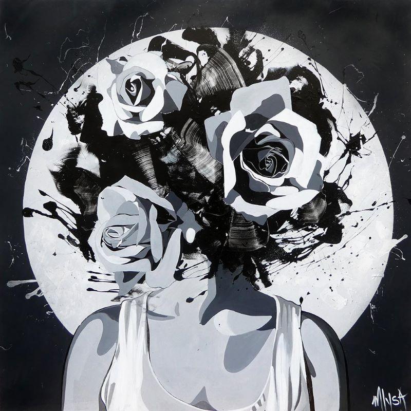 Noir et blanc - Parler à la lune - Galerie d'Art Beauchamp
