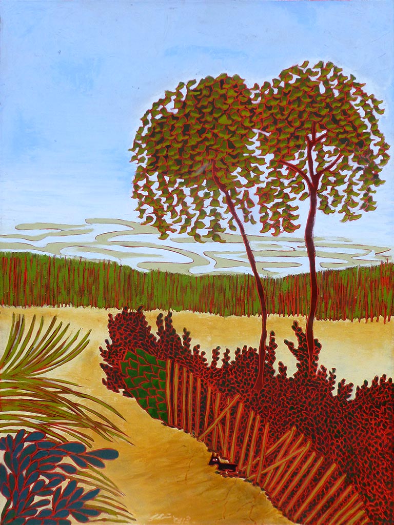 Plage : arbres, foin et feuillage - Galerie d'Art Beauchamp